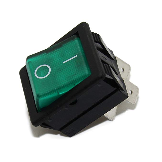 Interruptor Rocker DPST Off-On 16A 250Vac 2P verde