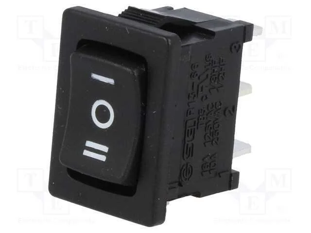 Rocker, Sp3t, Pos: 3, (On)-Off-(On), 10a/250vac, Preto, N&atilde;o Disp.