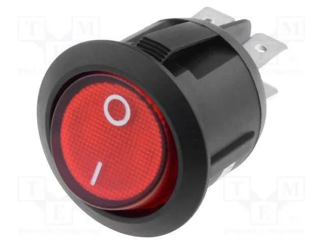 Rocker, Dpst, Pos: 2, On-Off, 10a/250vac, Vermelho, L&acirc;mpada de N&eacute;on