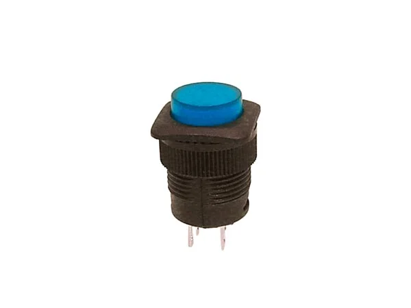 Push-Button Switch Off- (On) com LED Azul