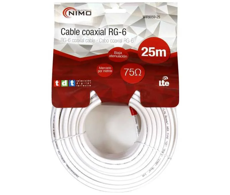 Rolo de Cabo Coaxial de Antena Branca 25m