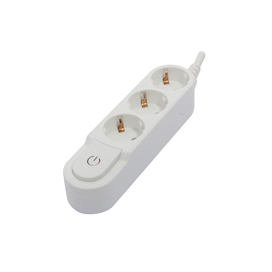 Bloco 3 Tomadas Schuko 16a C/int. Branco 3m