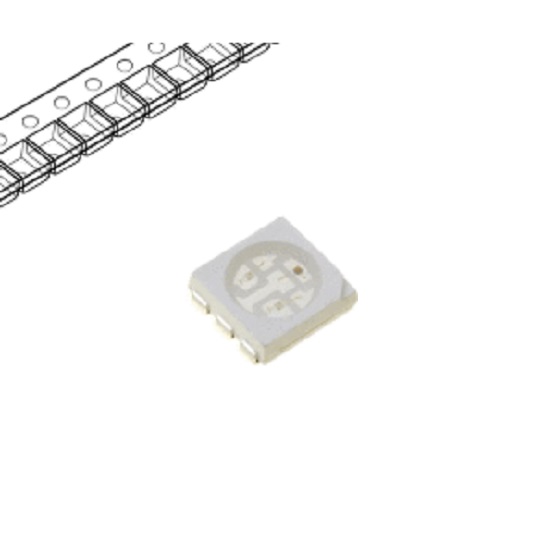 Led SMD 5050 Plcc6 Amarelo 1200-1800mcd 5x5x1.5mm