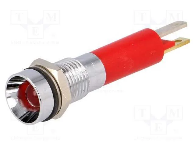 Luz Indicadora: Led, C&ocirc;ncavo, Vermelho, 24vdc, 8mm, Ip67, Metal