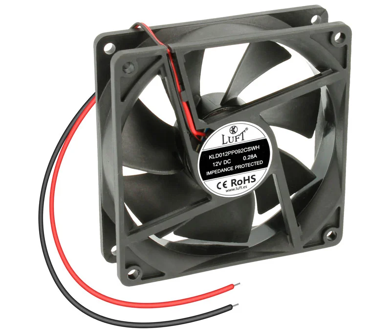 Ventilador 12Vdc 92x92x25mm de Veio com Fios