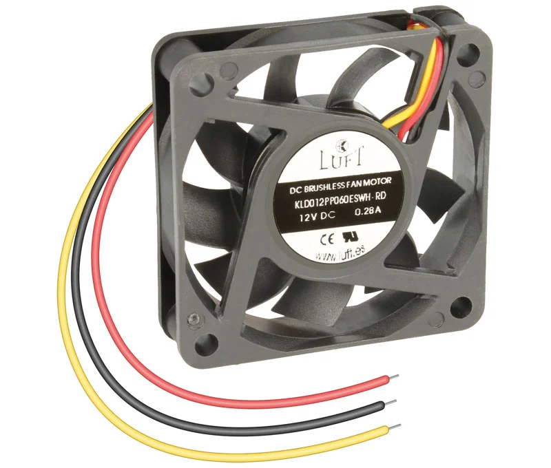Ventilador 12Vdc 60x60x15mm de Veio com 3 Fios