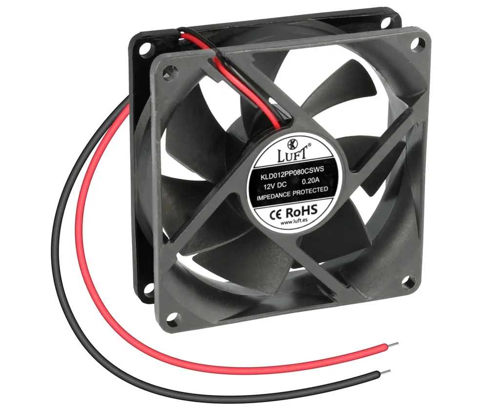 Ventilador 12Vdc 80x80x25mm de Veio com Fios