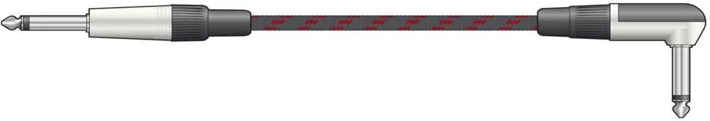 Classic Braided Right Angled Guitar Lead Black/Red 3.0m