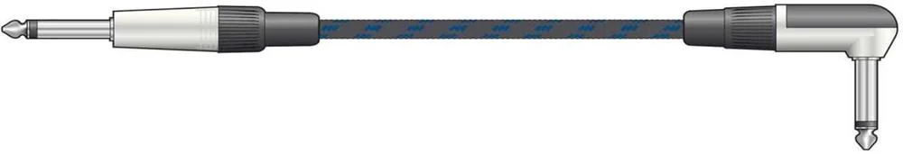 Classic Braided Right Angled Guitar Lead Black/Blue 3.0m