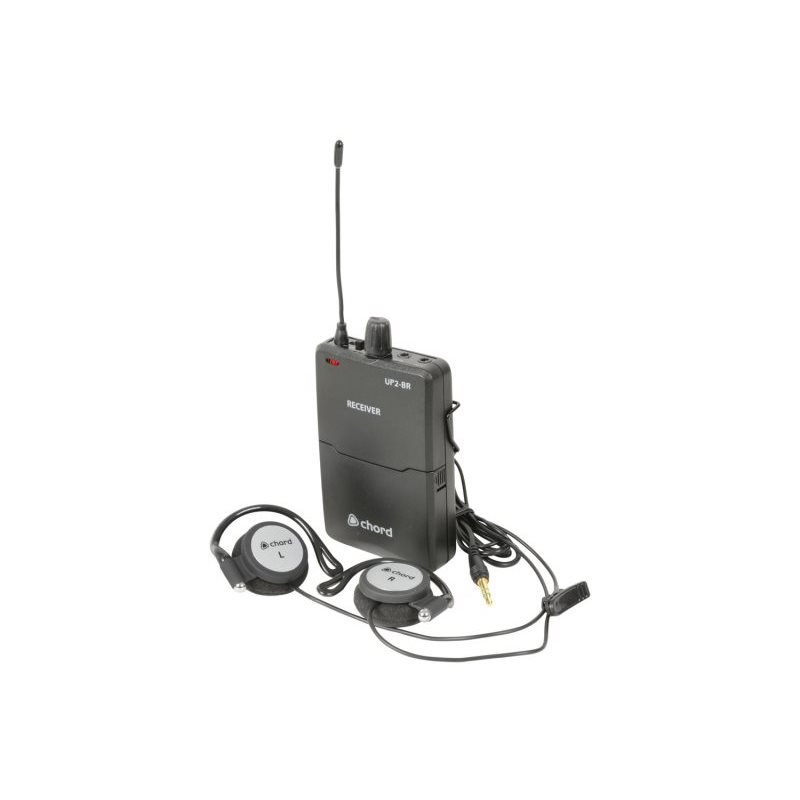 Conjunto de Recetor UHF de Cinto e Auriculares