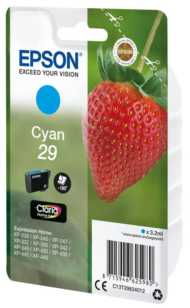 Epson C13t29824012 3.2ml Cian 180p&aacute;ginas Cartucho.