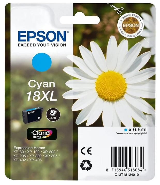 Tinta Epson Expresion Home 18xl Cian  Xp102 205 2.