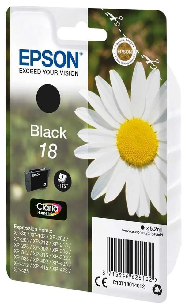 Tinta Epson Claria 18 Negro Xp102 205 305 322 405.