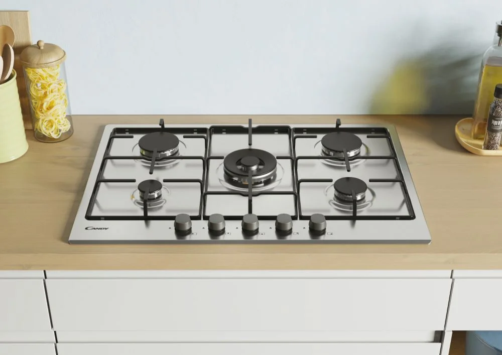 Placa c/ 5 Bocas a G&aacute;s 745x510mm (Inox) - CANDY