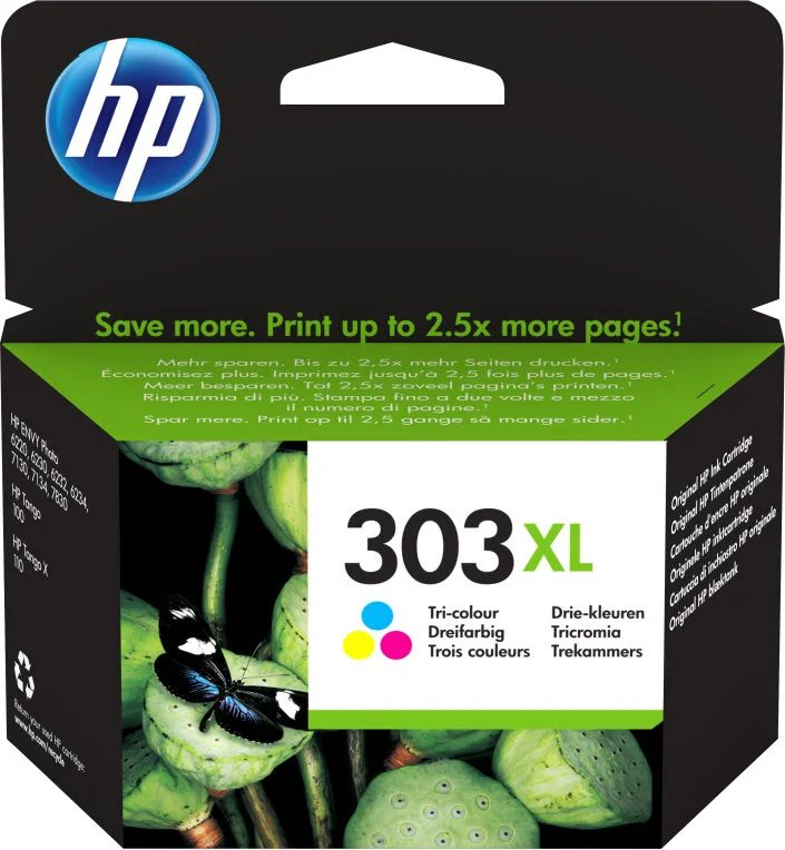 Hp Ink Cart. T6n03ae No.303xl F?r Envy Photo 6220/6230/6255/ 7134/7155/7855 (C/M/Y)