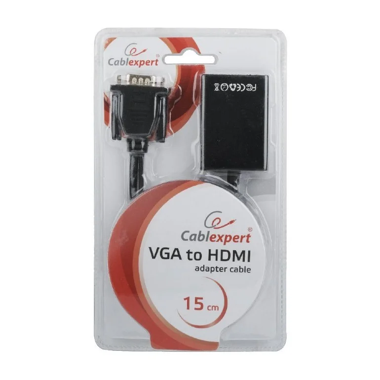 Adaptador Gembird Vga a Hdmi 0,15m Con Audio 3.5mm