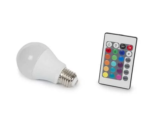 L&acirc;mpada LED - 7.5 W - E27 - RGB  Branco Quente