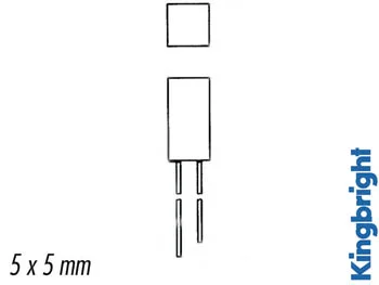 5 X 5mm  L&acirc;mpada LED Verde Difuso
