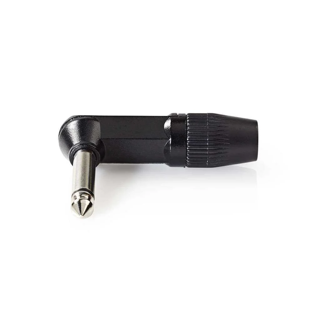 Ficha Jack 6.35mm Macho 90&ordm; Preto
