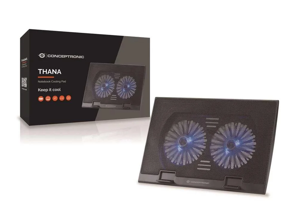 Conceptronic 2-Fan Cooling Pad (17.0")/ Ergonomisch Thana02b