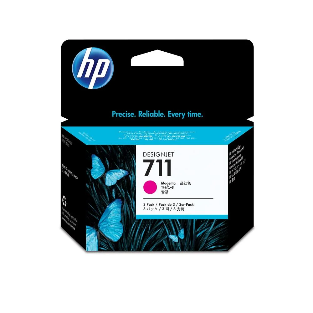 Hp 711 - 3-Pack - Dye-Based Magenta - Original - Designjet - Ink Cartridge