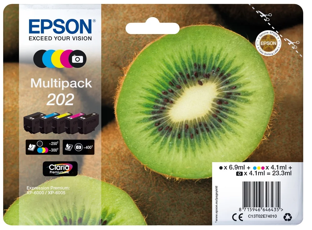 Multipack Epson 5-Cores 202 Preto Claria Premium .
