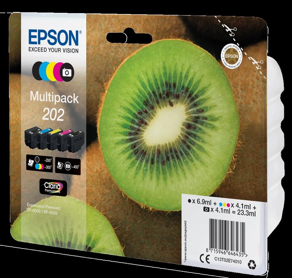 Multipack Epson 5-Cores 202 Preto Claria Premium .