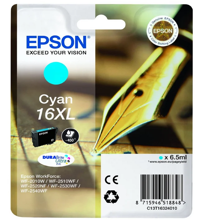 Epson Ink Cart. Durabrite C13t16324012 F?r Wf2010/2510/2520/2530/2540 Cyan Xl