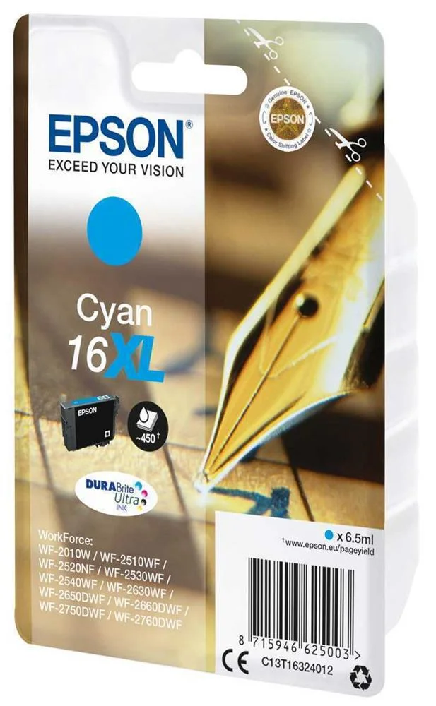 Epson Ink Cart. Durabrite C13t16324012 F?r Wf2010/2510/2520/2530/2540 Cyan Xl