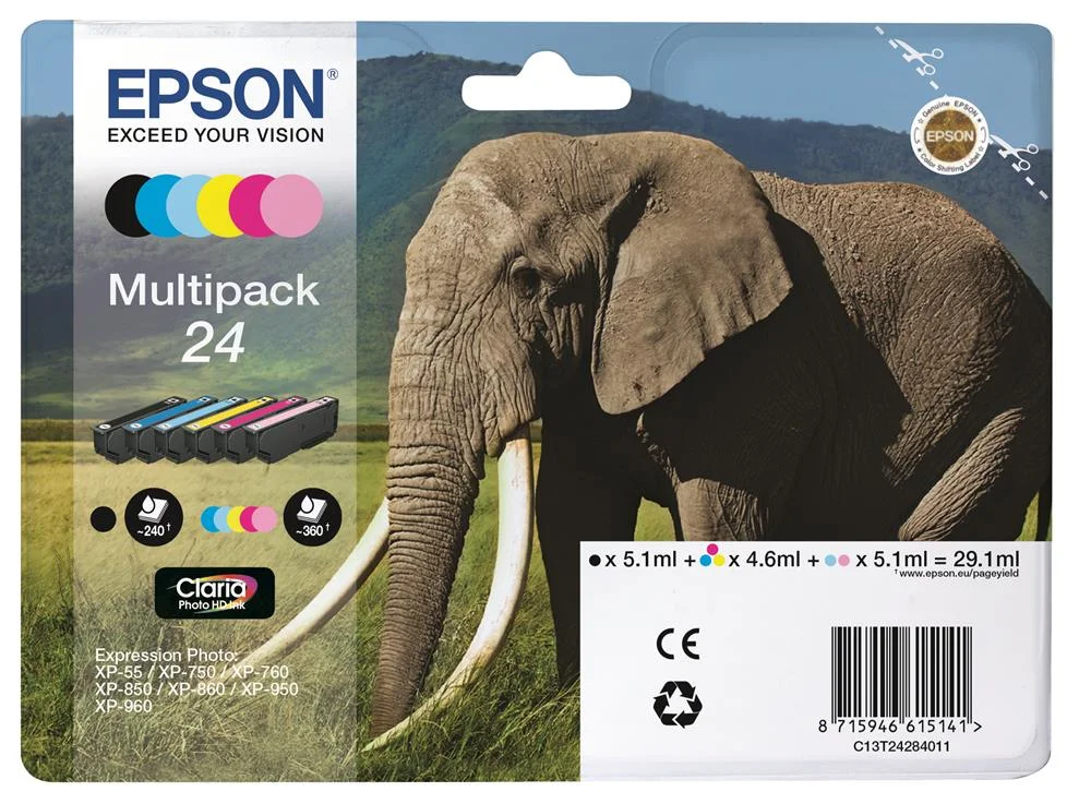 Epson Ink Cart. Multipack Claria Photo Hd C13t24284011 F?r Expression Photo Xp750/850/950 6-Colors