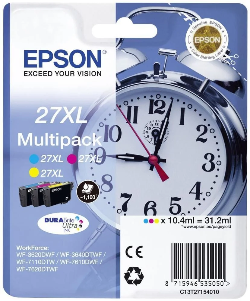 Tinteiro de Tinta Original Epson 27xl Magenta Amarelo Ciano Tricolor Ciano/Magenta/Amarelo 