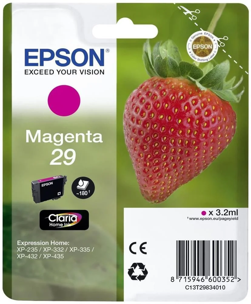 Tinteiro Epson 29 Magenta + Alarme Rf - Expression Home Xp-255/257/352/355/452/455