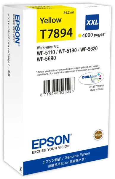 Cartucho de Tinta Epson Yellow Xxl 4000p Wf-5xxx-.