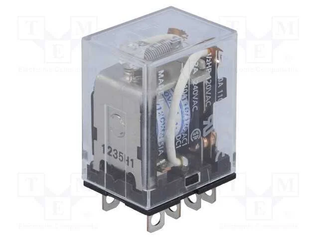 Rel&eacute;: Eletromagn&eacute;tico, Dpdt, Ubobina: 120vac, Icontactos Max: 10a