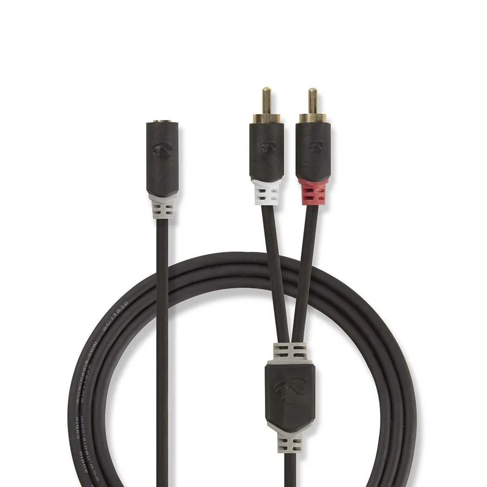 Cabo de &aacute;udio 2x RCA Macho - F&ecirc;mea de 3.5mm