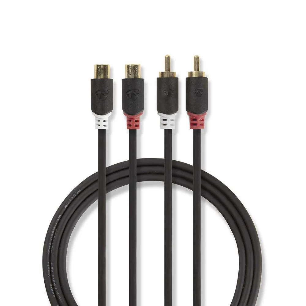 Cabo de &Aacute;udio Est&eacute;reo  2x Rca Macho - 2x Rca Fem.