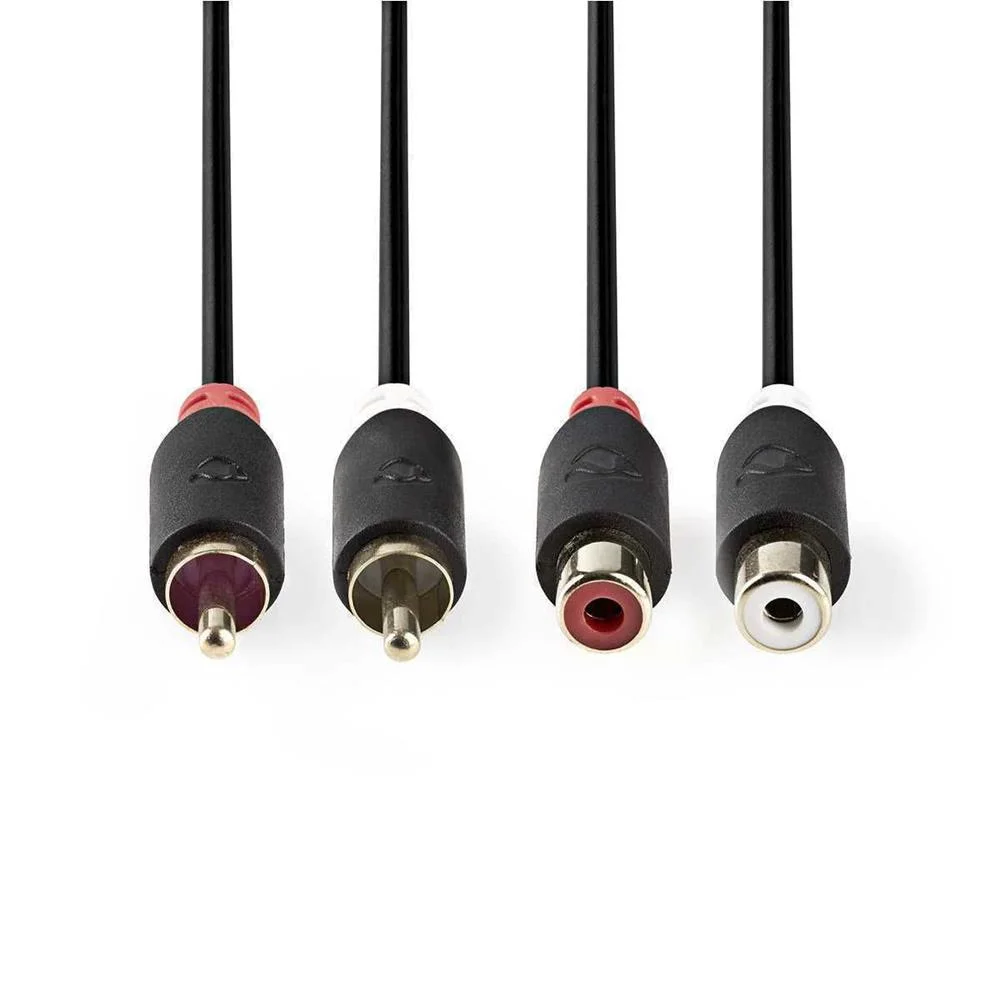 Cabo de &Aacute;udio Est&eacute;reo  2x Rca Macho - 2x Rca Fem.