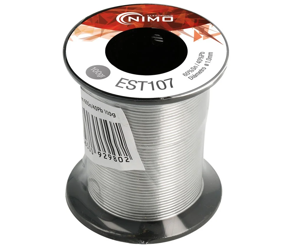 Fio de Estanho 60% Sn, 40%Pb, 2% Flux 1mm Carrete 100g Est 107 Nimo