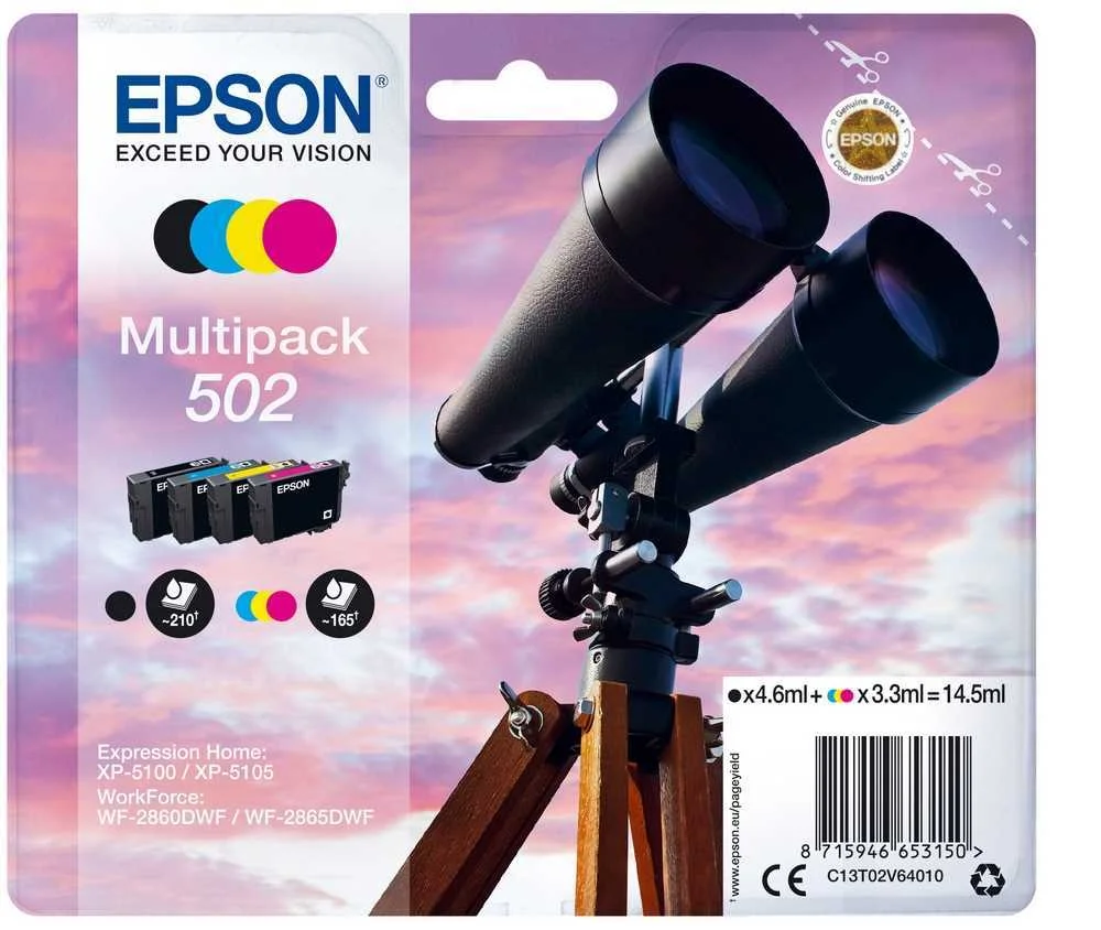 Multipack Epson 502 4 Cores - C13T02V64020