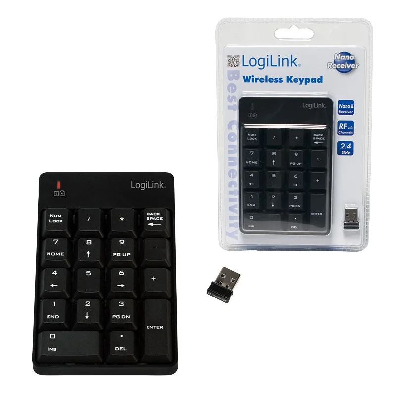 Teclado Num&eacute;rico Wireless/Usb Logilink Id0120, Ideal para Pc, Notebooks e Mac. 18 Teclas com Tecnolo