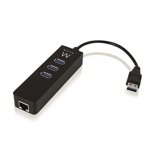 Hub Usb Ewent Rj45 + 3 Portas Usb 3.1 Gen1 (Usb 3.0) Preto