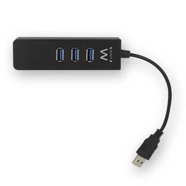 Hub Usb Ewent Rj45 + 3 Portas Usb 3.1 Gen1 (Usb 3.0) Preto