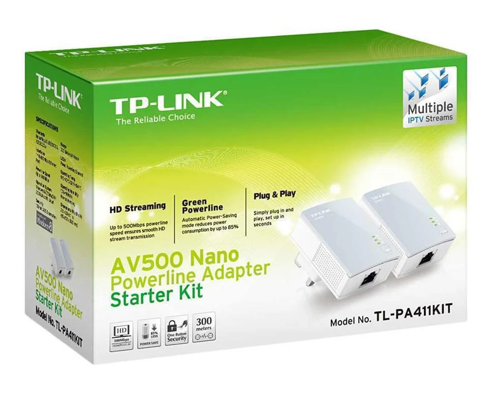 Adaptador Plc Tp-Link Tl-Pa411kit 600 Mbps Lan