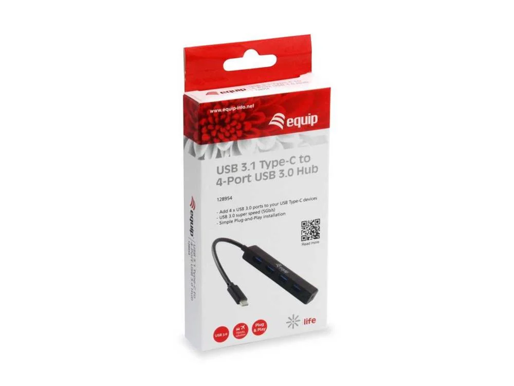 Equip Usb-Hub 4-Port 3.1/C->4x3.0      Ohne Netzteil Schwarz