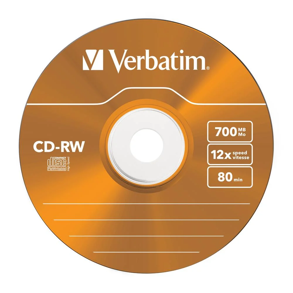 1x5 Verbatim Cd-Rw 80 / 700mb 10x Speed, Colour, Slim