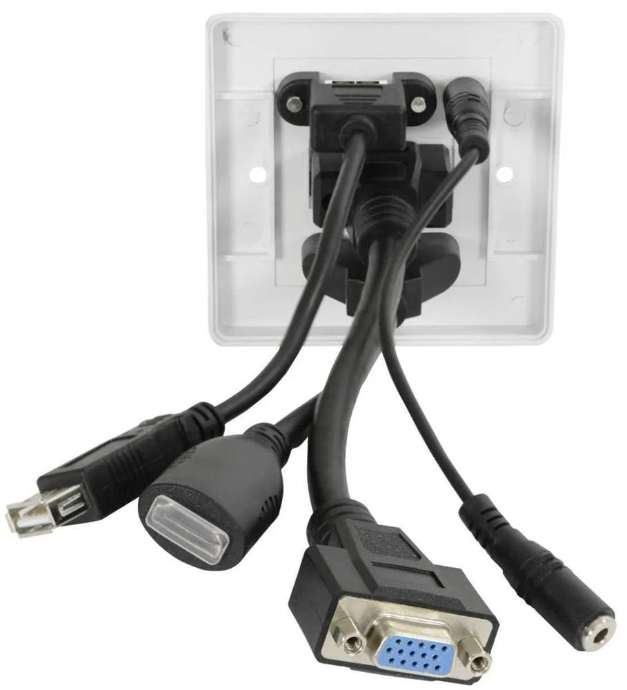 Placa Parede C/ Sockets Hdmi.Vga.Usb e Audio 3.5mm