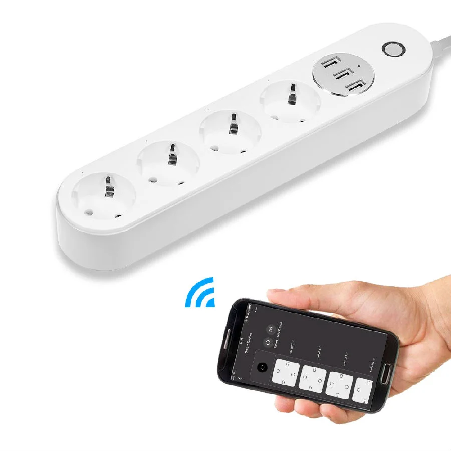 Bloco Tomada 2m Wi-Fi 4x1+3 Portas Usb Android/Ios