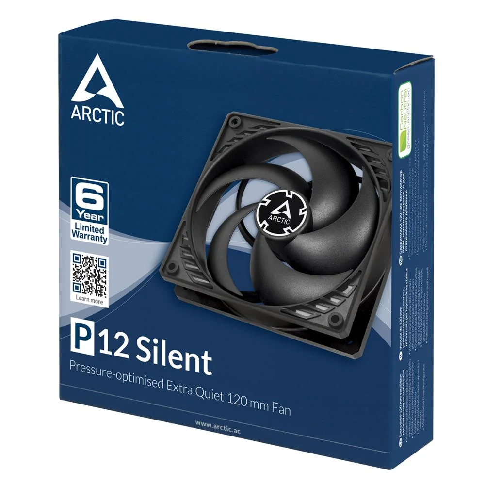 Ventoinha 120mm P12 Silent 1050rpm Preta 3 Pinos