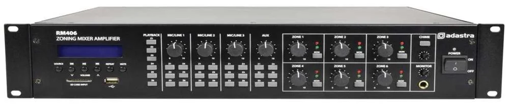 Amplificador 100v 6x40w Usb/Sd/Fm/Bluetooth