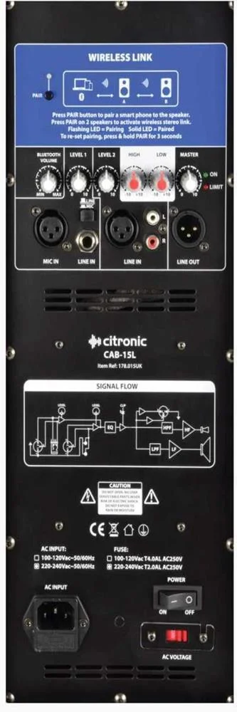 Coluna Ativa 15" com Link Bt Serie Cab